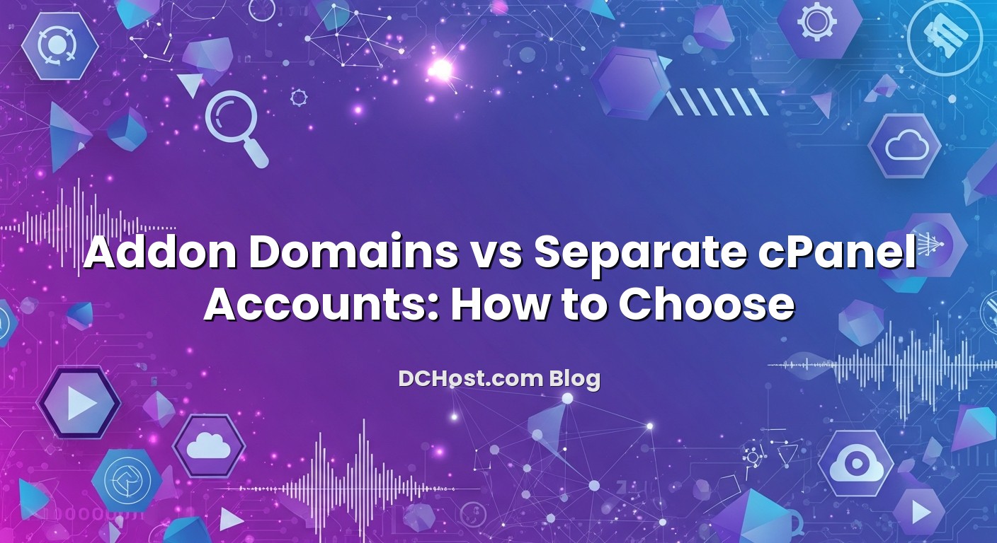 Illustration depicting Addon Domains vs Separate cPanel Accounts: How to Choose concept