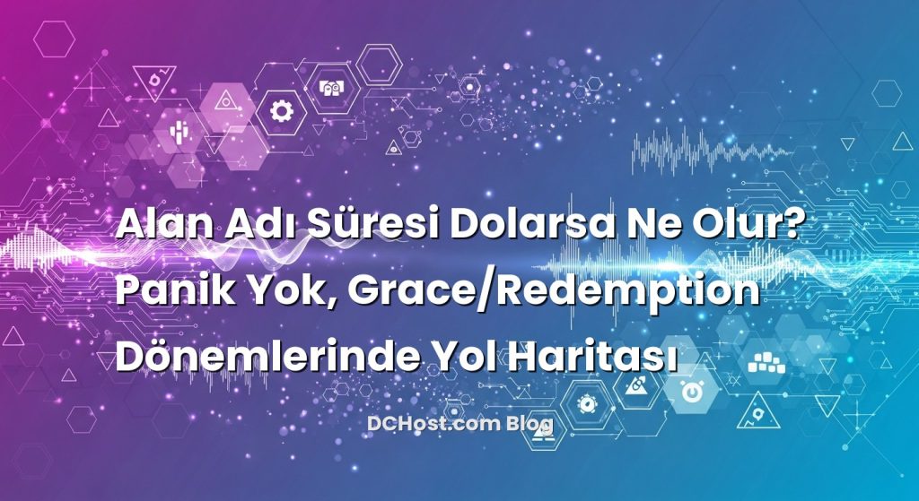 Alan Adı Süresi Dolarsa Ne Olur? Panik Yok, Grace/Redemption Dönemlerinde Yol Haritası konusunu açıklayan infografik