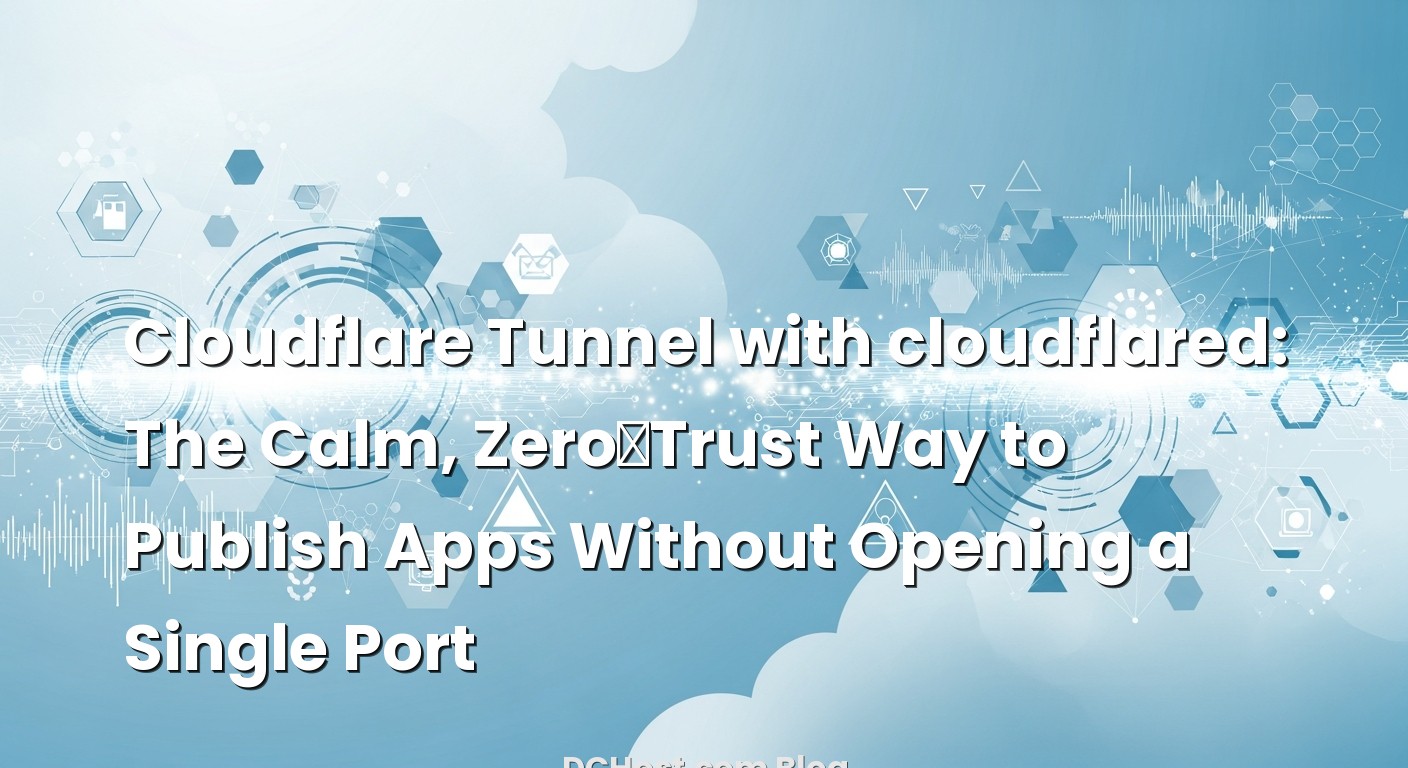 Illustration depicting Cloudflare Tunnel with cloudflared: The Calm, Zero‑Trust Way to Publish Apps Without Opening a Si...