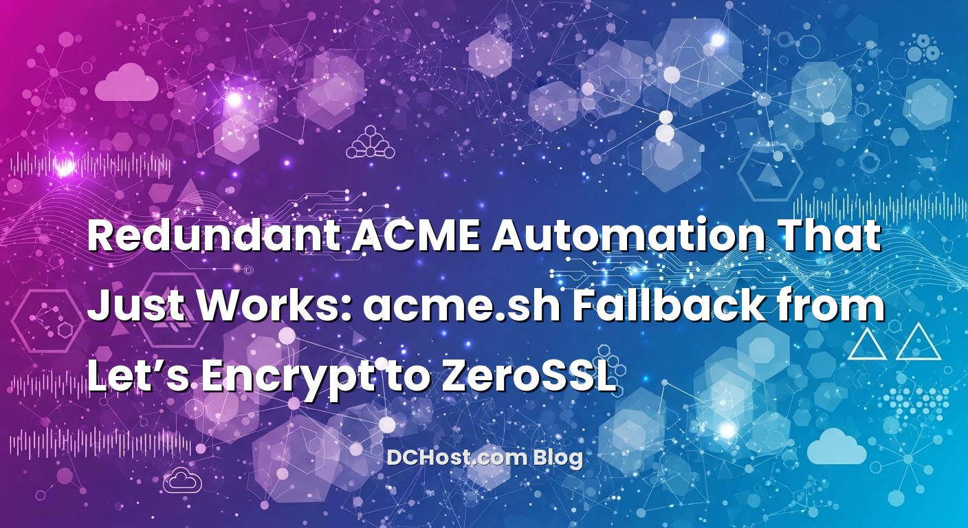 Visual representation of Redundant ACME Automation That Just Works: acme.sh Fallback from Let’s Encrypt to ZeroSSL