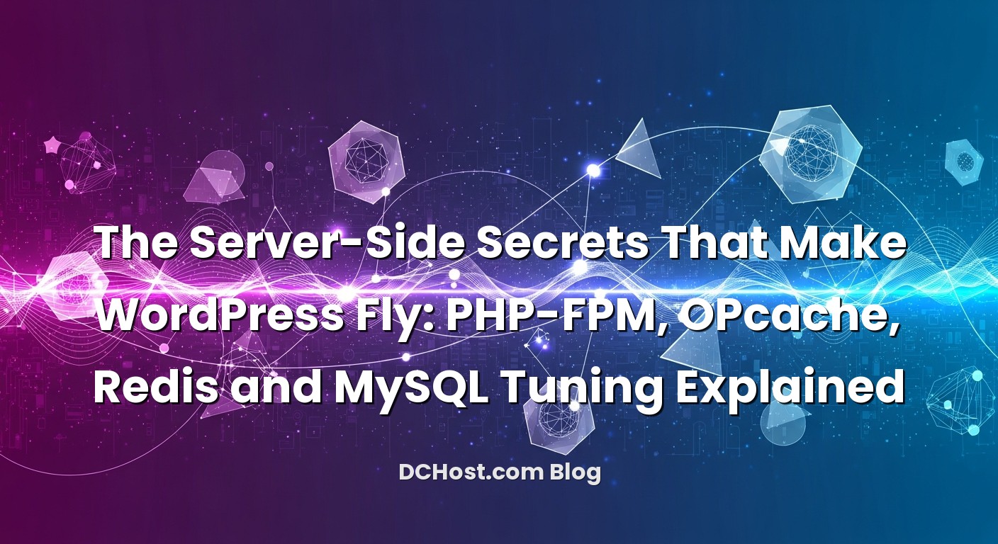Infographic explaining The Server-Side Secrets That Make WordPress Fly: PHP-FPM, OPcache, Redis and MySQL Tuning Explained