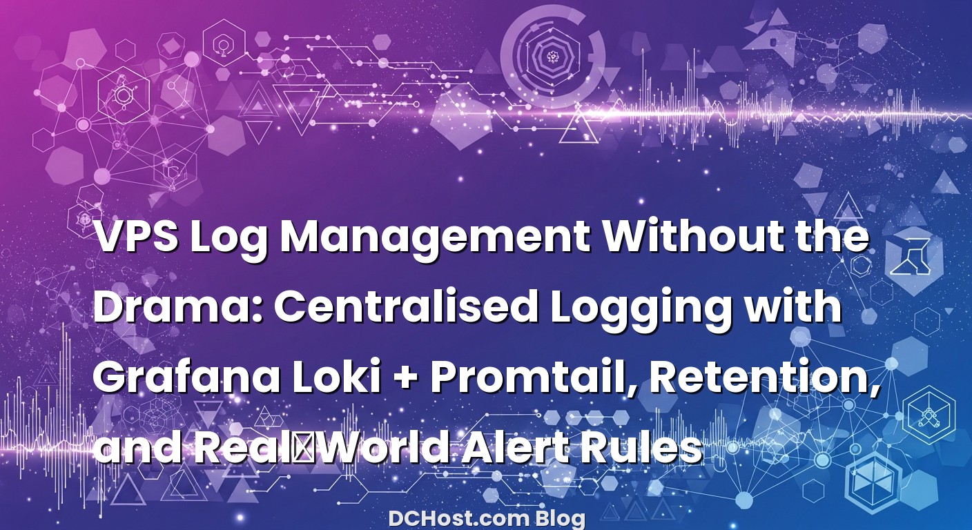 Illustration depicting VPS Log Management Without the Drama: Centralised Logging with Grafana Loki + Promtail, Retention, ...