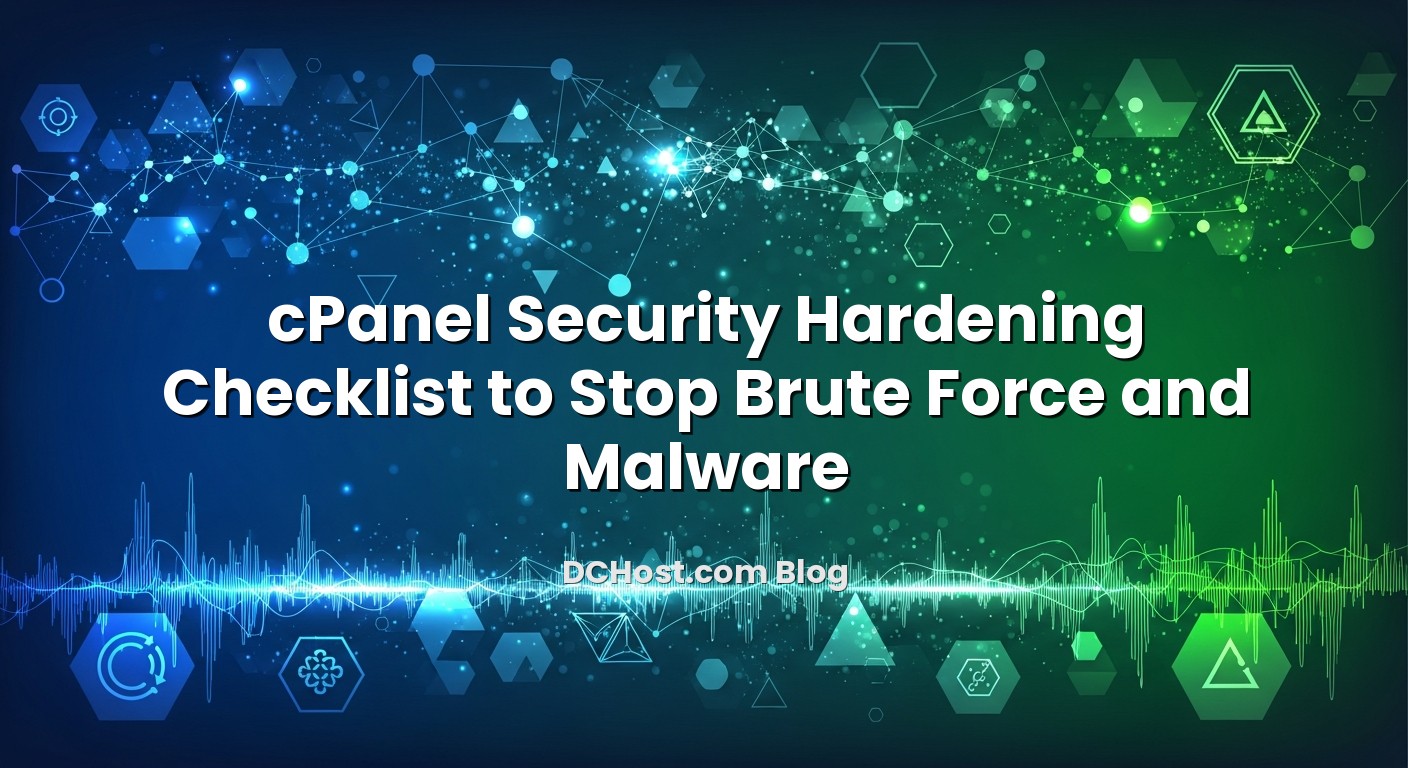 Infographic explaining cPanel Security Hardening Checklist to Stop Brute Force and Malware