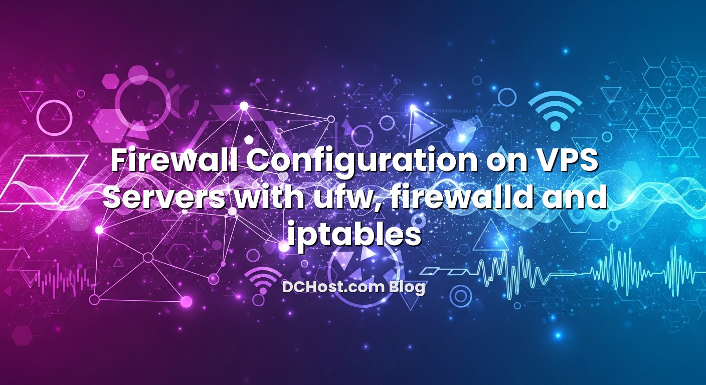Infographic explaining Firewall Configuration on VPS Servers with ufw, firewalld and iptables