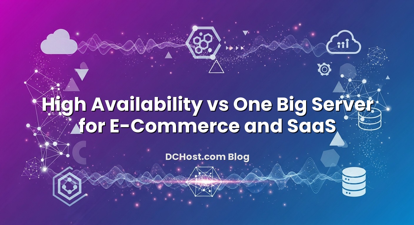 Infographic explaining High Availability vs One Big Server for E‑Commerce and SaaS