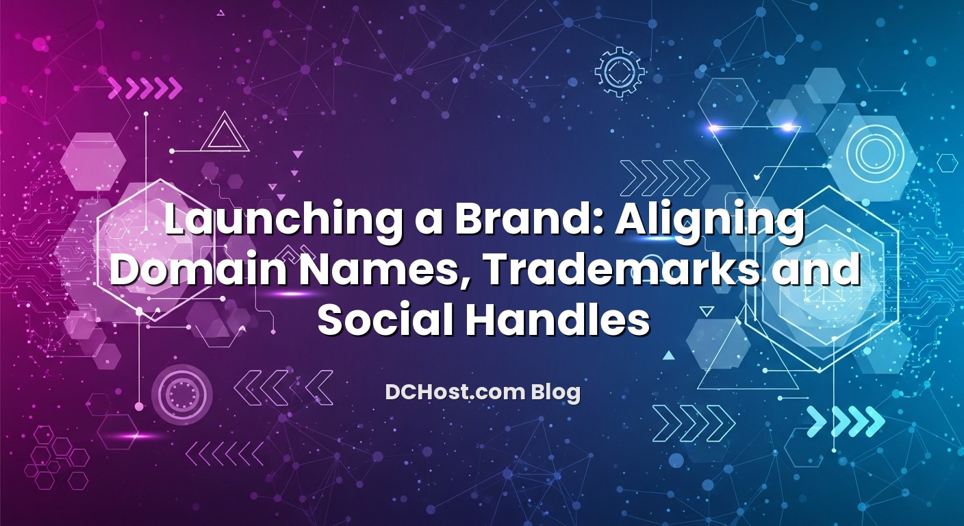 Illustration depicting Launching a Brand: Aligning Domain Names, Trademarks and Social Handles concept