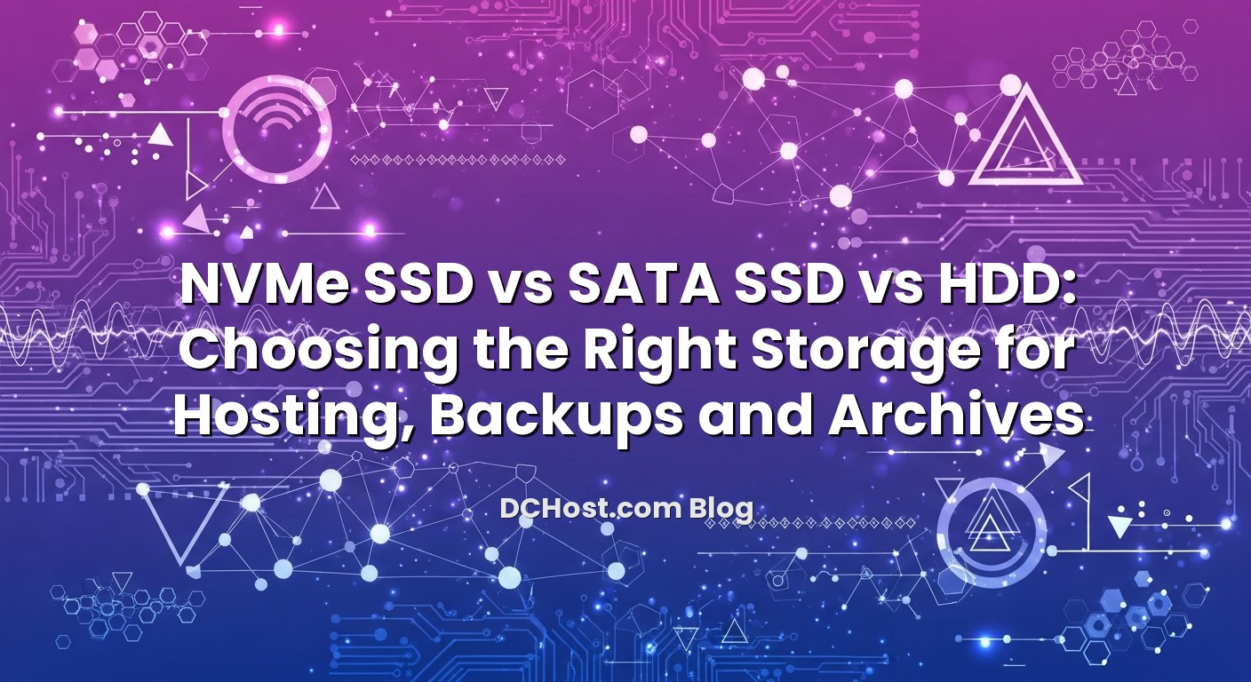 Featured image for NVMe SSD vs SATA SSD vs HDD: Choosing the Right Storage for Hosting, Backups and Archives article