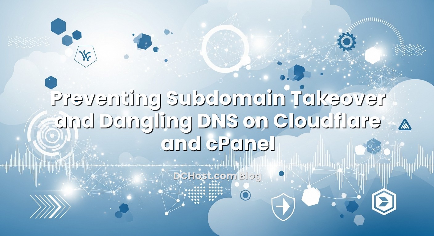 Illustration depicting Preventing Subdomain Takeover and Dangling DNS on Cloudflare and cPanel concept
