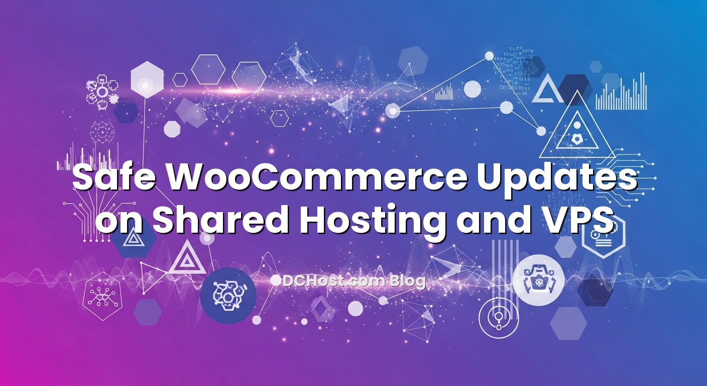 Infographic explaining Safe WooCommerce Updates on Shared Hosting and VPS