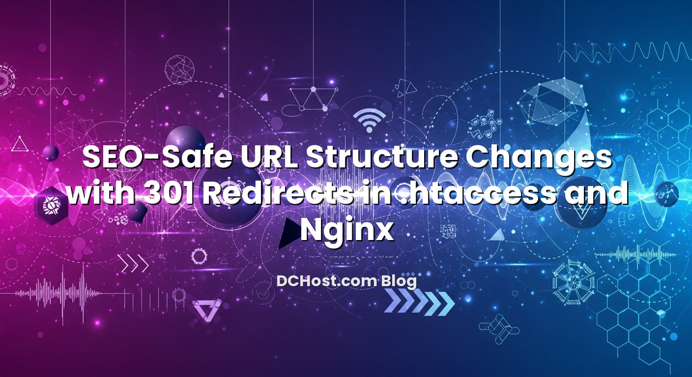Illustration depicting SEO‑Safe URL Structure Changes with 301 Redirects in .htaccess and Nginx concept