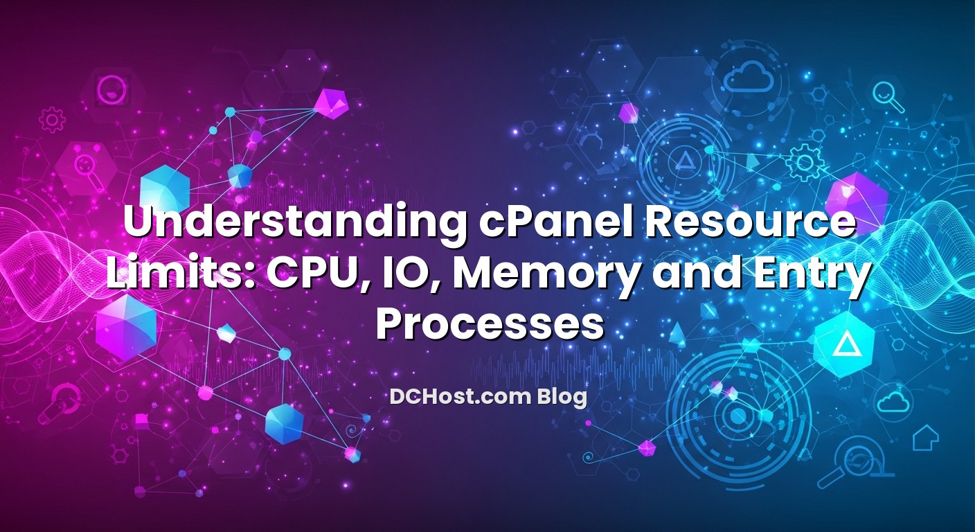 Infographic explaining Understanding cPanel Resource Limits: CPU, IO, Memory and Entry Processes