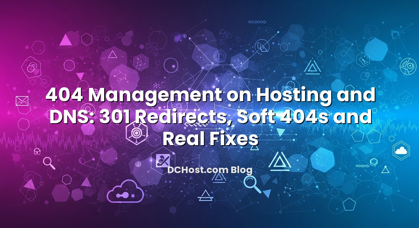 Visual representation of 404 Management on Hosting and DNS: 301 Redirects, Soft 404s and Real Fixes