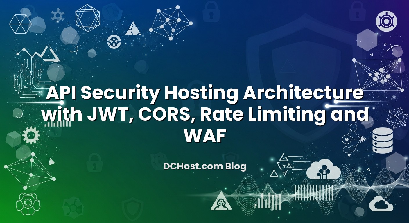 Visual representation of API Security Hosting Architecture with JWT, CORS, Rate Limiting and WAF
