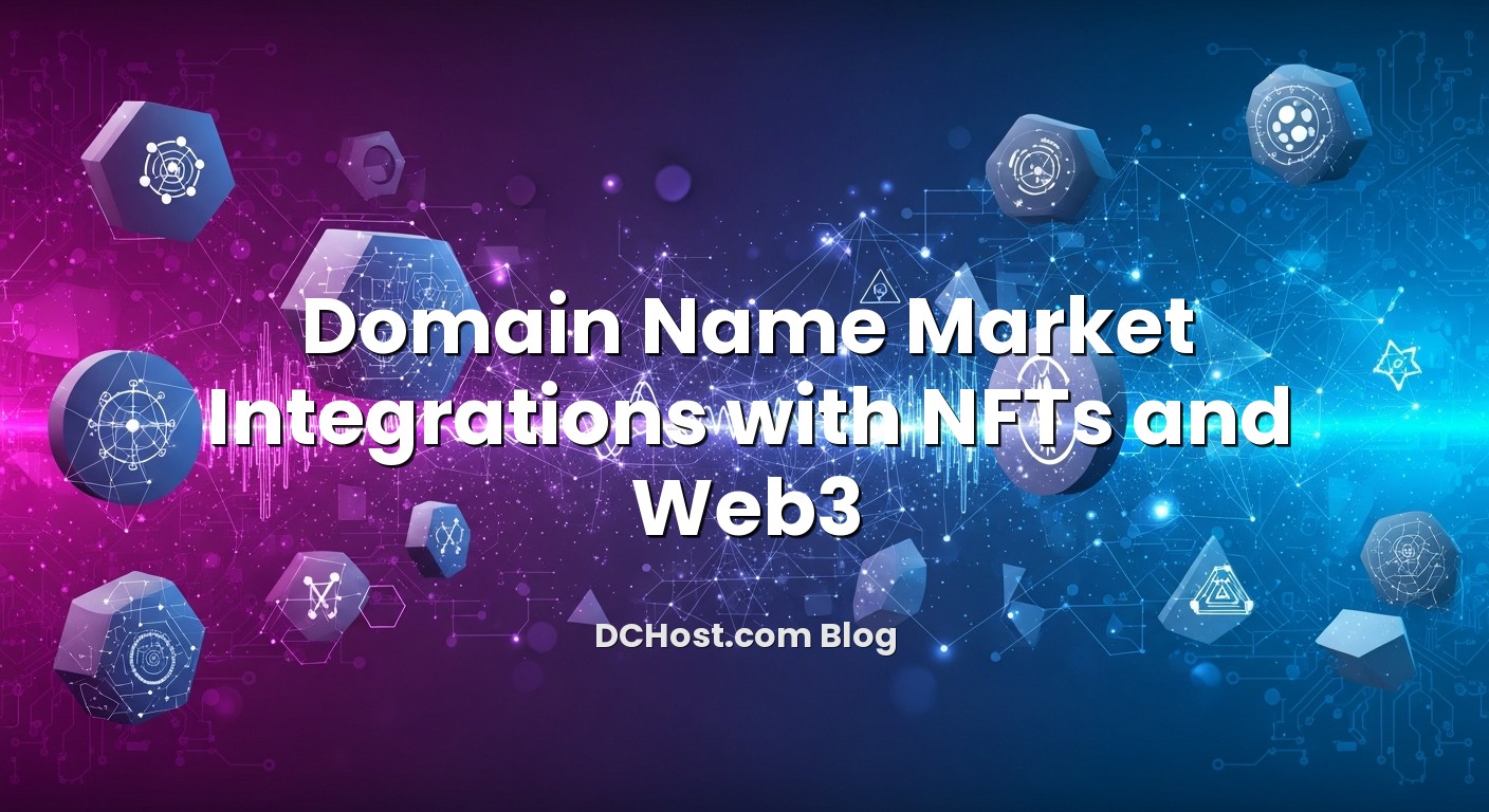 Illustration depicting Domain Name Market Integrations with NFTs and Web3 concept