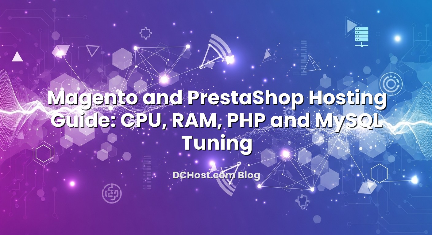 Illustration depicting Magento and PrestaShop Hosting Guide: CPU, RAM, PHP and MySQL Tuning concept