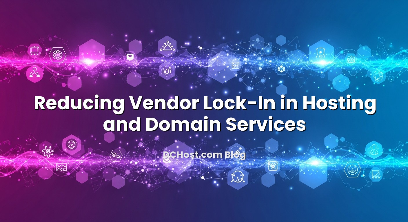 Illustration depicting Reducing Vendor Lock‑In in Hosting and Domain Services concept