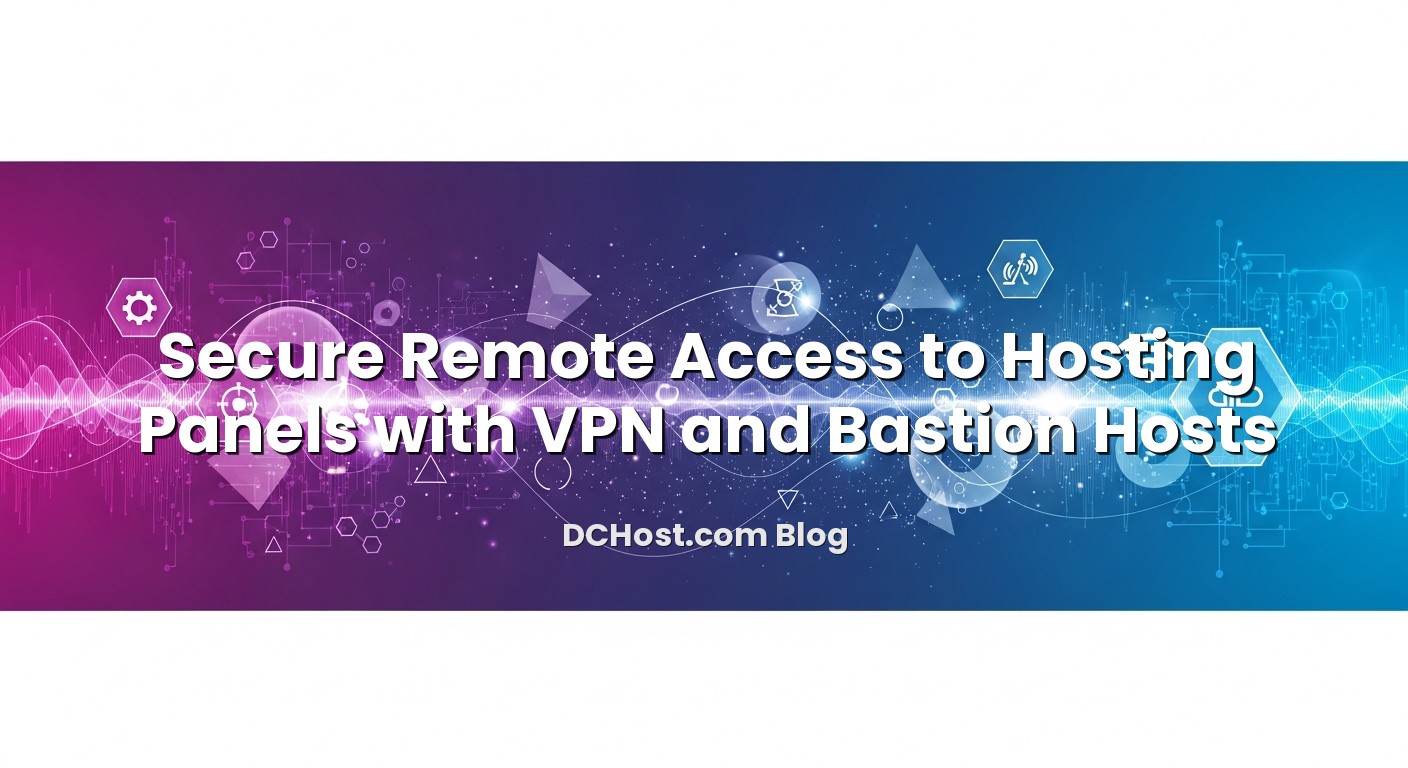 Illustration depicting Secure Remote Access to Hosting Panels with VPN and Bastion Hosts concept