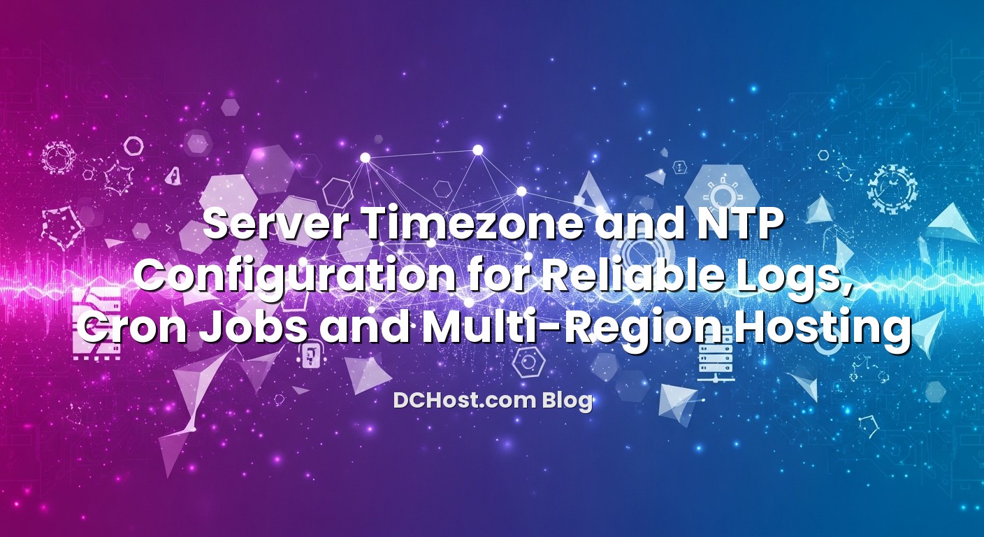 Infographic explaining Server Timezone and NTP Configuration for Reliable Logs, Cron Jobs and Multi‑Region Hosting