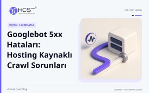 DCHost rehberi: Googlebot 5xx Hataları: Hosting Kaynaklı Crawl Sorunları. Viyole bir ağ darbesi, yuvarlak metal bir bariyerin önündeki seramik sunucu çekirdeğine doğru ilerliyor.