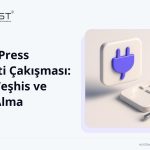DCHost rehberi: WordPress Eklenti Çakışması: Hızlı Teşhis ve Geri Alma. Mor ve lacivert seramik modüllerin ayrıldığı, yanında küçük metal geri alma kolu bulunan sade bir stüdyo kompozisyonu.