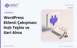 DCHost rehberi: WordPress Eklenti Çakışması: Hızlı Teşhis ve Geri Alma. Mor ve lacivert seramik modüllerin ayrıldığı, yanında küçük metal geri alma kolu bulunan sade bir stüdyo kompozisyonu.